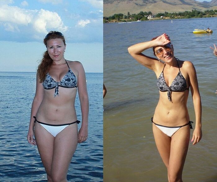 Φωτογραφία πριν και μετά τη διατροφή του φαγόπυρου